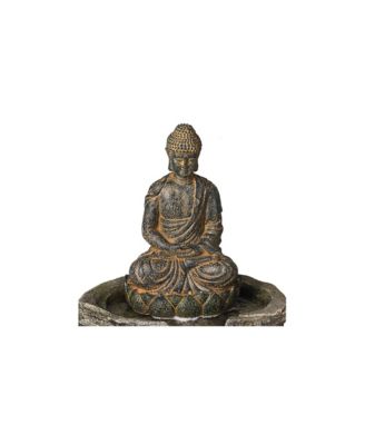 Sitting Buddha 21" High Large Zen Asian Indoor Outdoor Decor Faux Stone Floor Fountain with Light LED Waterfall