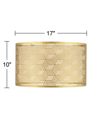 Gold Finish Laser Cut Metal Large Drum Lamp Shade 17" Top x 17" Bottom x 10" High (Spider) Replacement - Spring crest