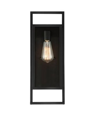 Jericho Modern Outdoor Wall Light Fixture Textured Black Metal 19" Clear Glass Panel for Post Exterior Barn Deck House Porch Yard