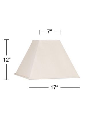 Beige Linen Large Square Lamp Shade 7" Top x 17" Bottom x 13" Slant x 12" High (Spider) Replacement with Harp and Finial