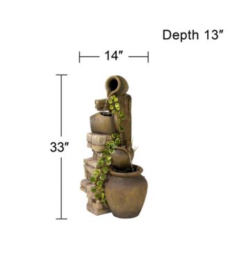 Four Jugs 33" High Large Rustic Indoor Outdoor Decor Faux Stone Floor Fountain Cascading Outside Garden Patio