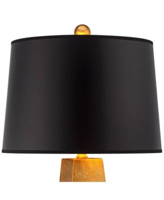 Obelisk Modern Table Lamp 26" High Gold Leaf Tapered Column Black Paper Drum Shade for Bedroom Living Room Bedside Nightstand Home