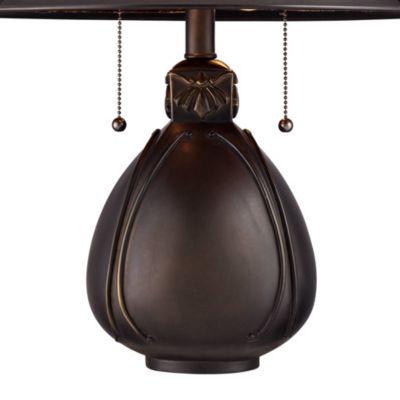 Art Deco Accent Table Lamp 19" High Bronze Pottery Natural Mica Shade for Bedroom Bedside Nightstand Office