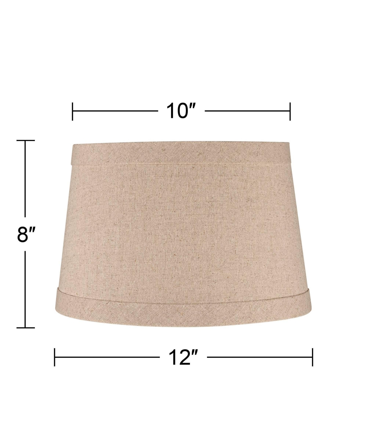 Springcrest Natural Linen Small Drum Lamp Shade 10" Top x 12" Bottom x 8" High (Spider) Replacement with Harp and Finial