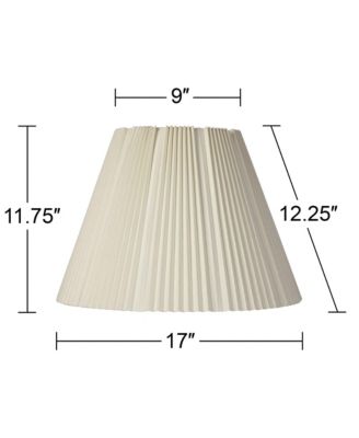 Eggshell Pleated Large Empire Lamp Shade 9" Top x 17" Bottom x 11.75" High x 12.25" Slant (Spider) Replacement with Harp and Finial