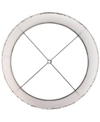 Cream with Silver Circles Medium Drum Lamp Shade 15" Top x 16" Bottom x 11" High (Spider) Replacement with Harp and Finial