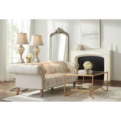 Luke Traditional Table Lamp 33 3/4" Tall Mercury Glass with Nightlight LED Off White Mist Fabric Bell Shade for Bedroom Living Room