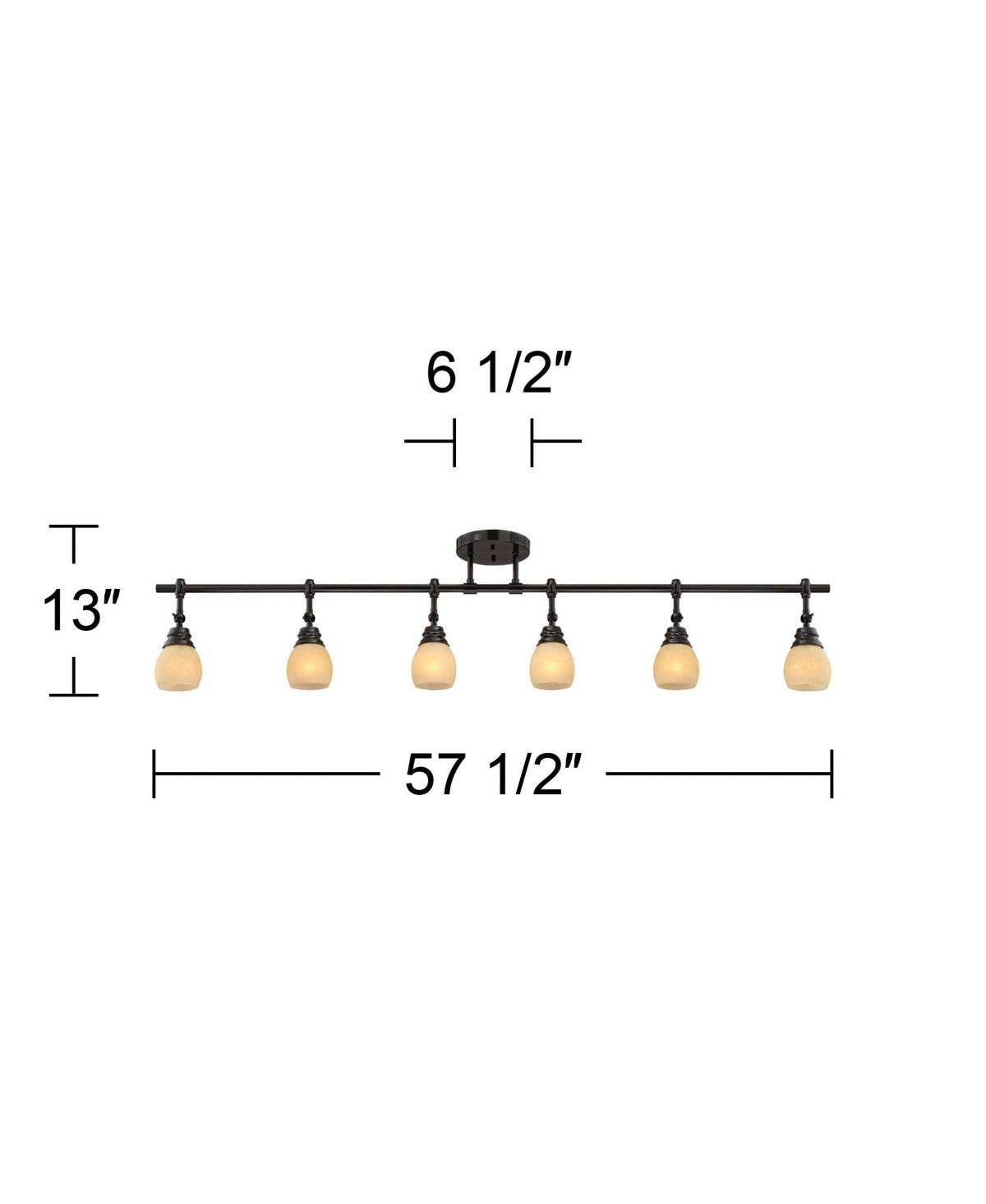 Pro Track Elm Park 6-Head Ceiling Track Light Fixture Kit Spot-Light Directional Adjustable MonorailBronze Finish Amber Glass Western Kitchen B
