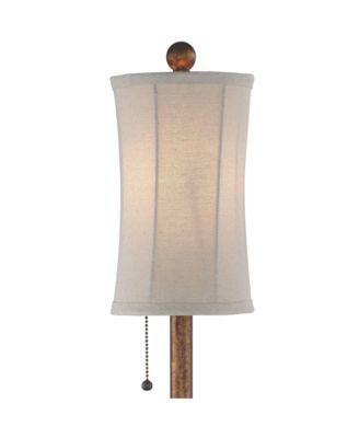 Traditional Buffet Table Lamps 28" Tall Set of 2 Warm Brown Wood Tone Fabric Drum Shade for Dining Room