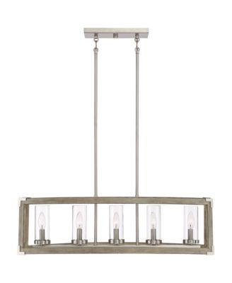 Kerr Wood Brushed Nickel Island Pendant Chandelier 32.75" Wide Modern Clear Glass Shade 5-Light Fixture for Dining Room Living House Home Foyer Kitchen Island Entryway Bedroom