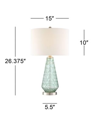Julia Modern Table Lamp 26 1/2" High Green Glass White Drum Shade for Bedroom Living Room Bedside Nightstand Office Kids Family House