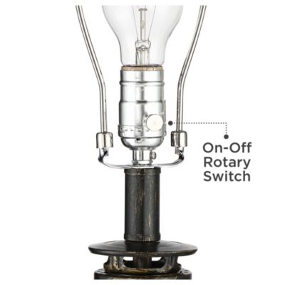 Murphy Industrial Rustic Accent Table Lamp 23" High Weathered Bronze Miner Lantern Oatmeal Fabric Shade for Bedroom Living Room