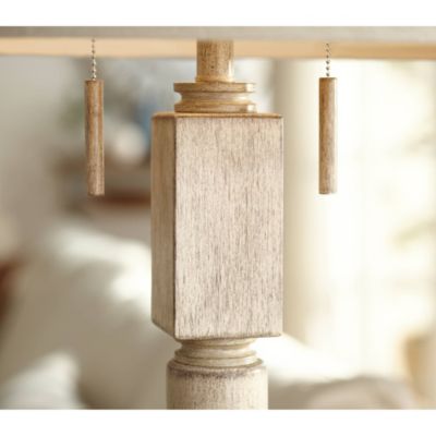 Baluster Traditional Country Cottage Natural Standing Floor Lamp 63.5" Tall Rustic Whitewashed Pickled Wood Oatmeal Linen Fabric Drum Shade Decor for Living Room Reading House - Barnes and Ivy