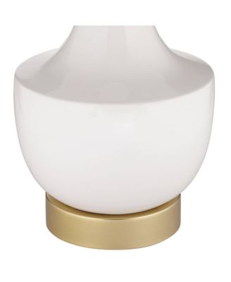 Nesbit 25" High Mid Century Modern Table Lamps Set of 2 USB Port White Gold Ceramic Metal Living Room Charging