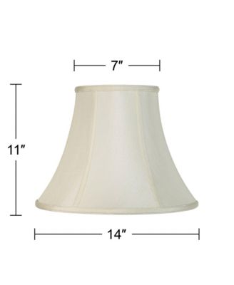 Imperial Shade Set of 2 Creme Medium Bell Lamp Shades 7" Top x 14" Bottom x 11" High Replacement with Harp and Finial