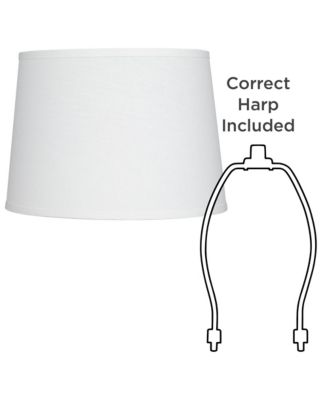 Collection Hardback Tapered Drum Lamp Shade White Medium 12" Top x 14" Bottom x 10" High Spider with Replacement Harp and Finial Fitting
