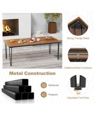 79" Outdoor Dining Table 8-Person Patio Table with 1.9" Umbrella Hole