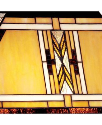 Walnut Mission Rustic Table Lamp 27" Tall Wood with Nightlight Stained Art Glass Shade for Bedroom Living Room Bedside Nightstand