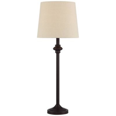 Carter Traditional 3 Piece Floor Table Lamp Set Bronze Metal Oatmeal Drum Shade for Bedroom Living Room Bedside Nightstand Office House