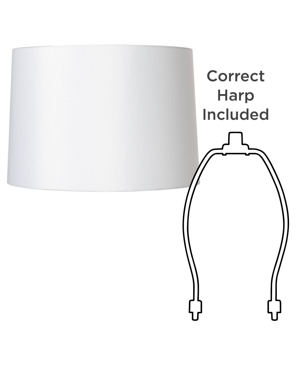 Fabric Medium Hardback Lamp Shade Top x Bottom x High (Spider) Replacement with Harp and Finial - Springcrest - White