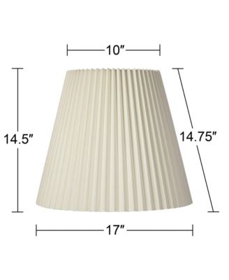 10" Top x 17" Bottom x 14 1/2" High x 14 3/4" Slant Lamp Shade Replacement Large Ivory Bell Pleated Spider Harp Finial