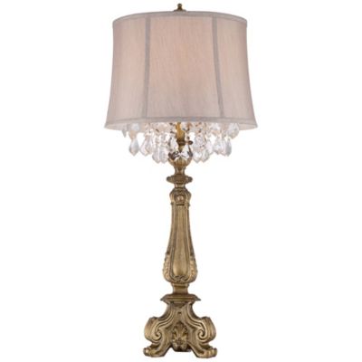Dubois Traditional Table Lamp 37 1/4" Tall Antique Gold Mist Gray Crystal Beading Drum Shade for Bedroom Living Room Bedside Nightstand