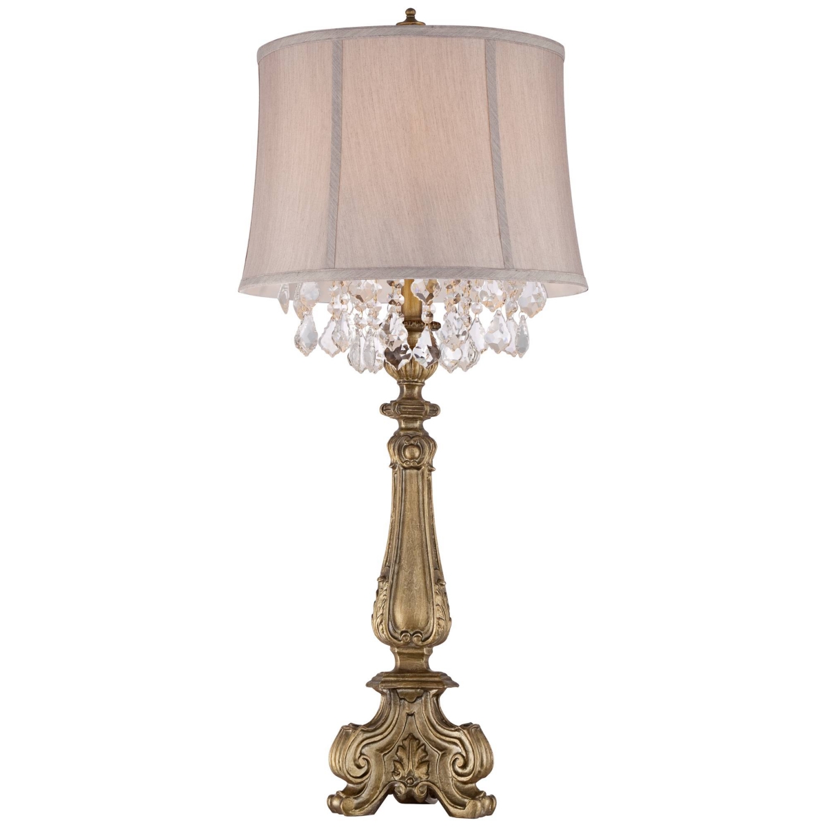 Barnes and Ivy Dubois Traditional French Country Console Table Lamp Tall AntiqueCrystal Chandelier Drum Shade Decor for Living Room Bedro