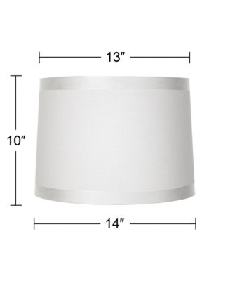Set of 2 White Fabric Medium Drum Lamp Shades 13" Top x 14" Bottom x 10" High (Spider) Replacement with Harp and Finial