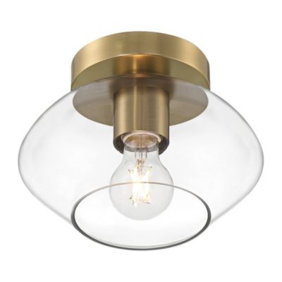 Gustin Modern Ceiling Light Semi Flush-Mount Fixture 8 3/4" Brass Clear Glass for Bedroom Kitchen Living Room