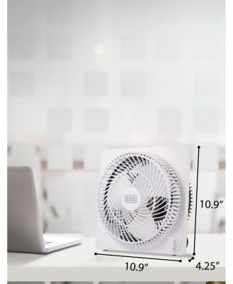9-inch Frameless Box Fan, Portable Quiet Desk Fan with 3 Speeds, Lightweight Freestanding Design, BFB09W