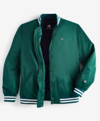 Men's Classic Logo Striped-Trim Varsity Jacket