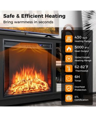 70" TV Stand with 26" Electric Fireplace Insert Remote Control for 75" TV