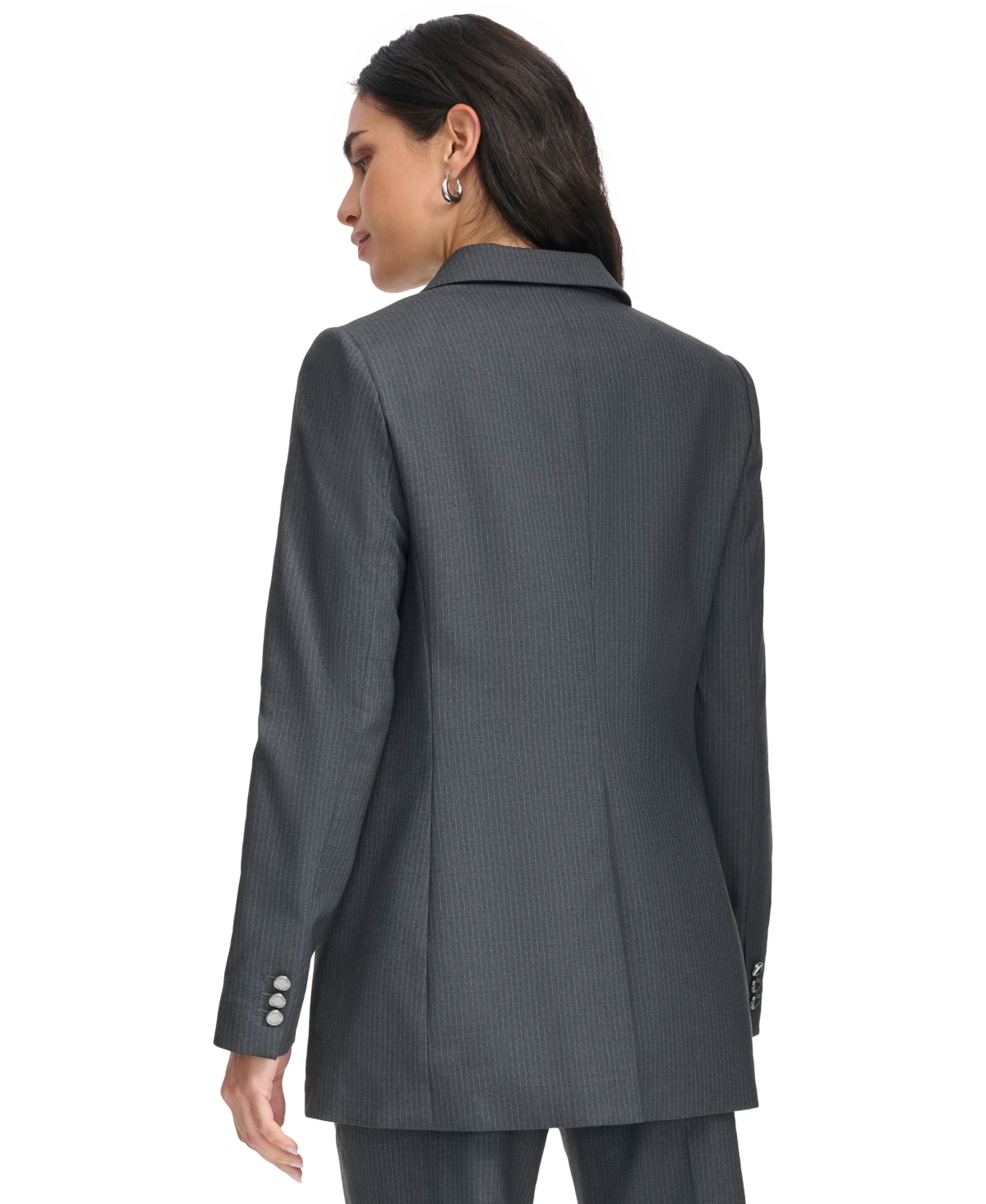 Calvin Klein Women's Pinstripe One-Button Blazer -Cream