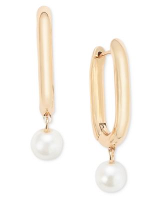 On 34th - Imitation Pearl & Oval Link Drop Earrings
