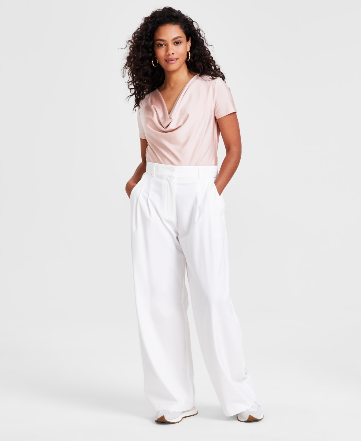 Petite Wide-Leg Pants, Created for Macy's - Crema