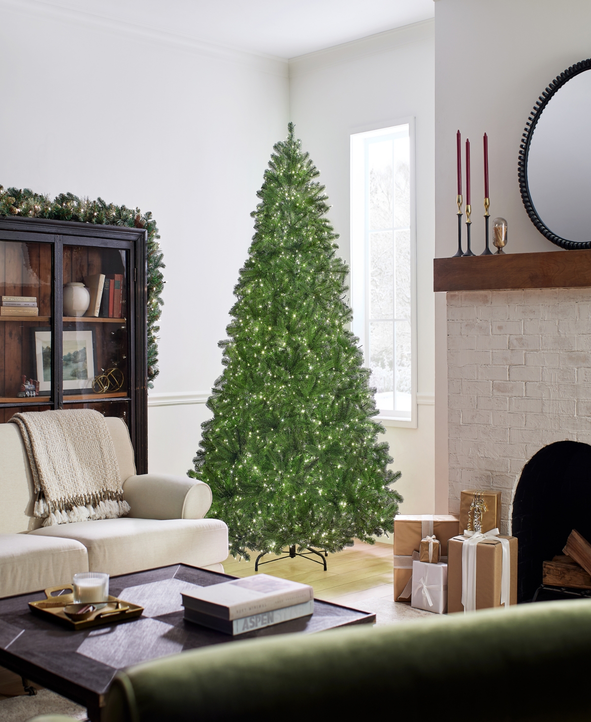 National Tree Company 7.5 ft. Pre-Lit Feel Real Artificial Full Downswept Douglas Fir Christmas Tree with 3000 Dual Color Led Cosmic Lights with Power