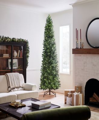 National Tree Company 9 ft. Pre-Lit Feel Real Artificial Pencil Slim Downswept Douglas Fir Christmas Tree with 500 Dual Color LED Lights and PowerConnect System