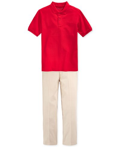 Nautica Boys' or Little Boys' Uniform Polo & Flat-Front Twill Pants