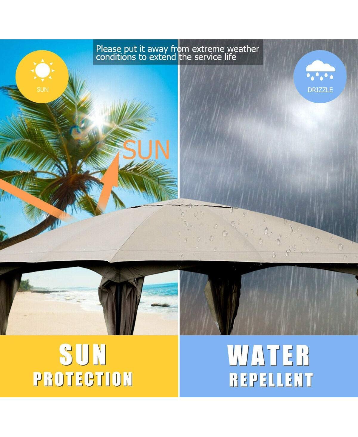 Slickblue Fully Enclosed Outdoor Gazebo with Removable 4 Walls