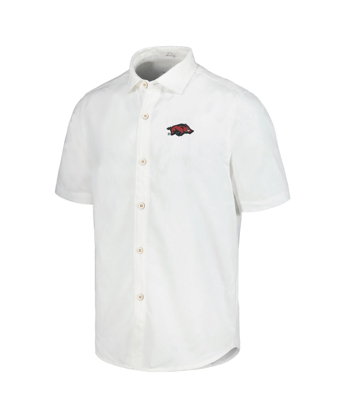 Tommy Bahama Men's White Texas A&m Aggies Coconut Point Palm Vista Islandzone Camp Button-up T-shirt In White
