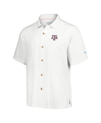 Men's White Texas A M Aggies Castaway Game Camp Button-Up T- Shirt