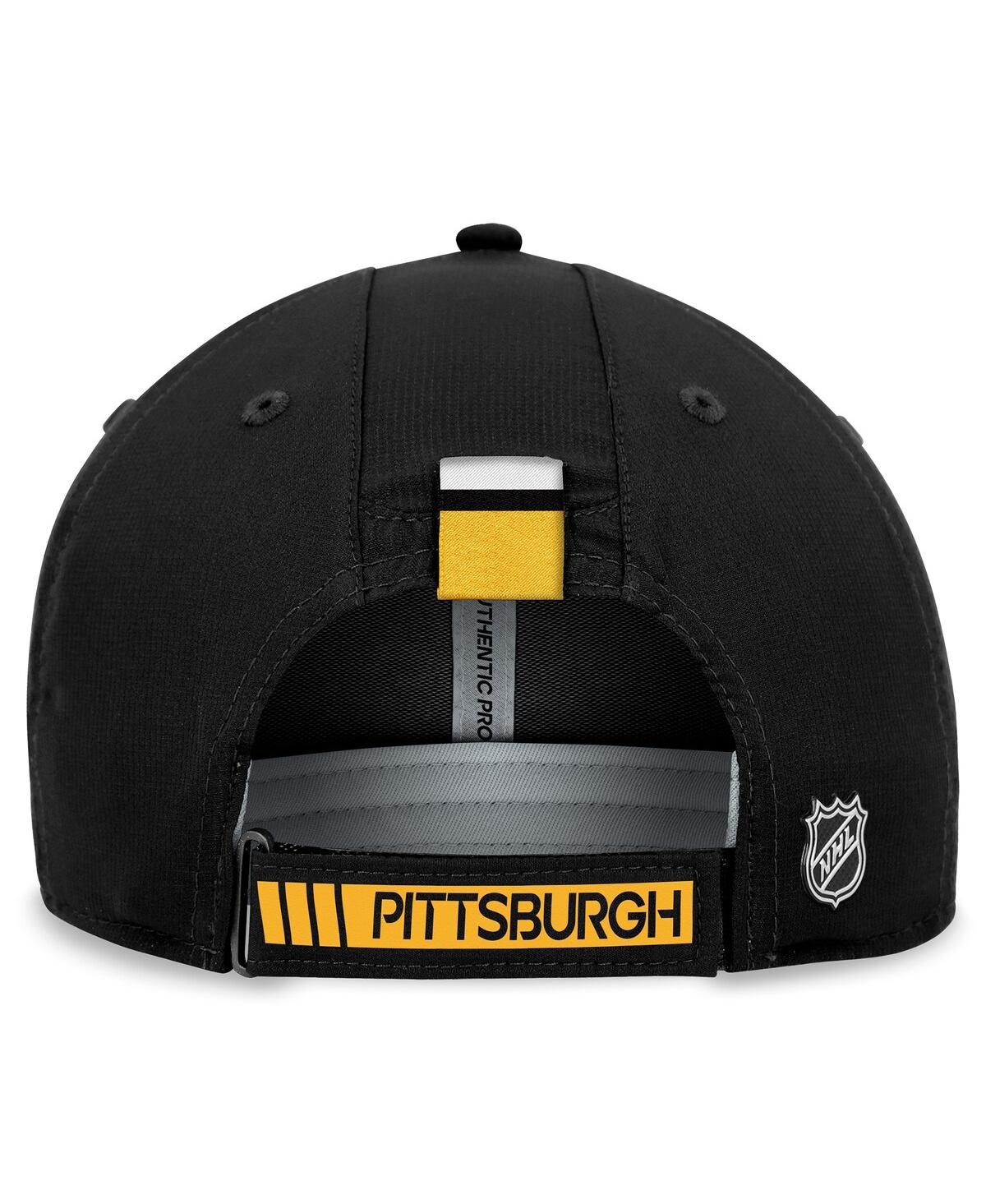 Fanatics Men's Black Pittsburgh Penguins Authentic Pro Rink Adjustable Hat In Black,yellow