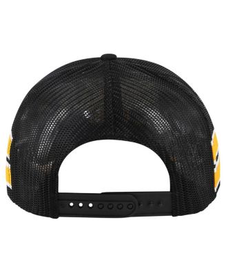 Men's Black Pittsburgh Penguins Sideband Stripes Trucker Snapback Hat