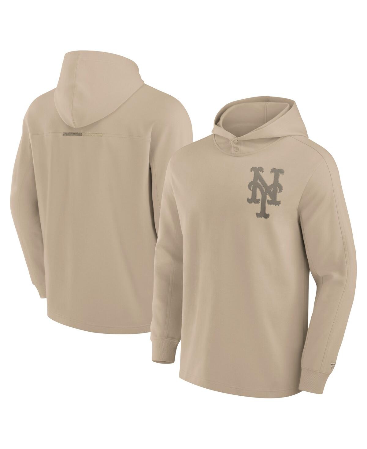 Fanatics Signature Men's Khaki New York Mets Elements Lightweight Fleece Hoodie In Khaki
