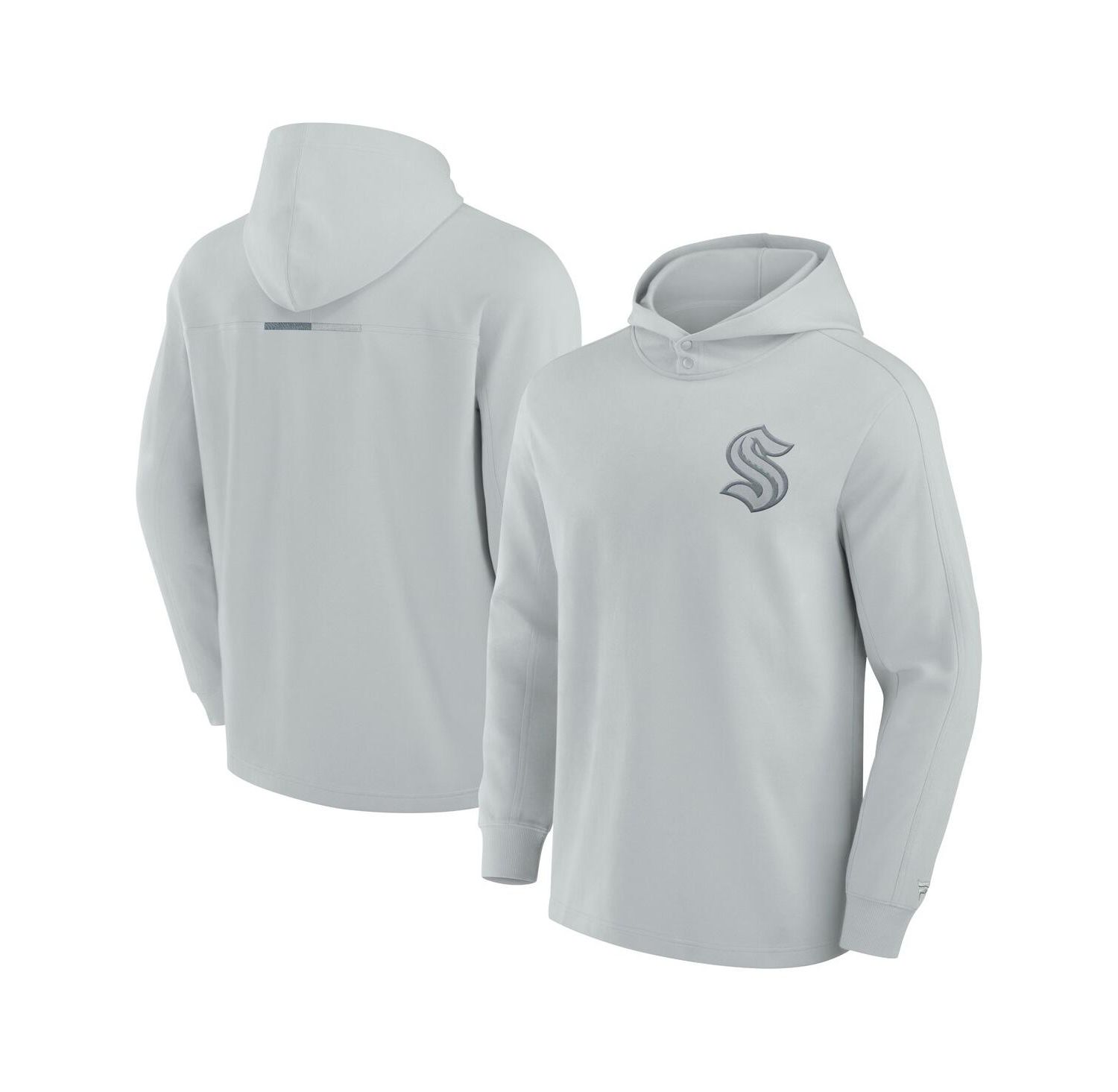 Fanatics Men's Signature Gray Seattle Kraken Elements Lightweight Tri-Blend Fleece Hoodie