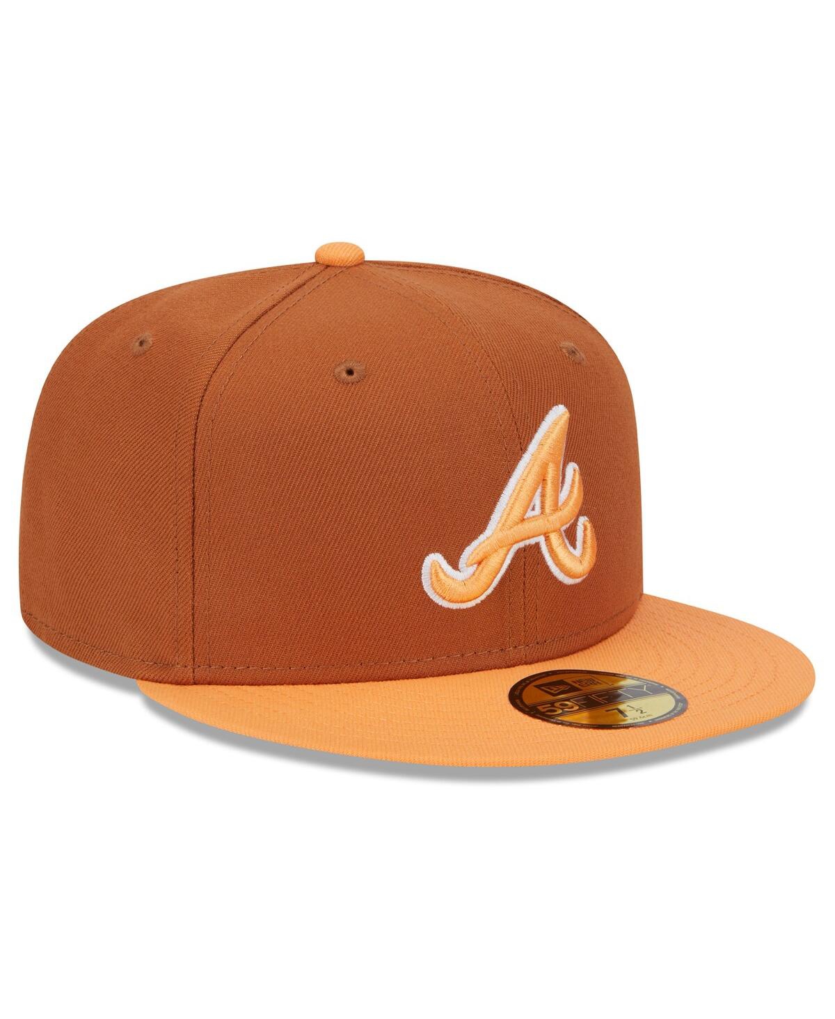 New Era Men'sOrange Atlanta Braves Spring Color Basic Two-Tone 59FIFTY Fitted Hat - Brown, Orange