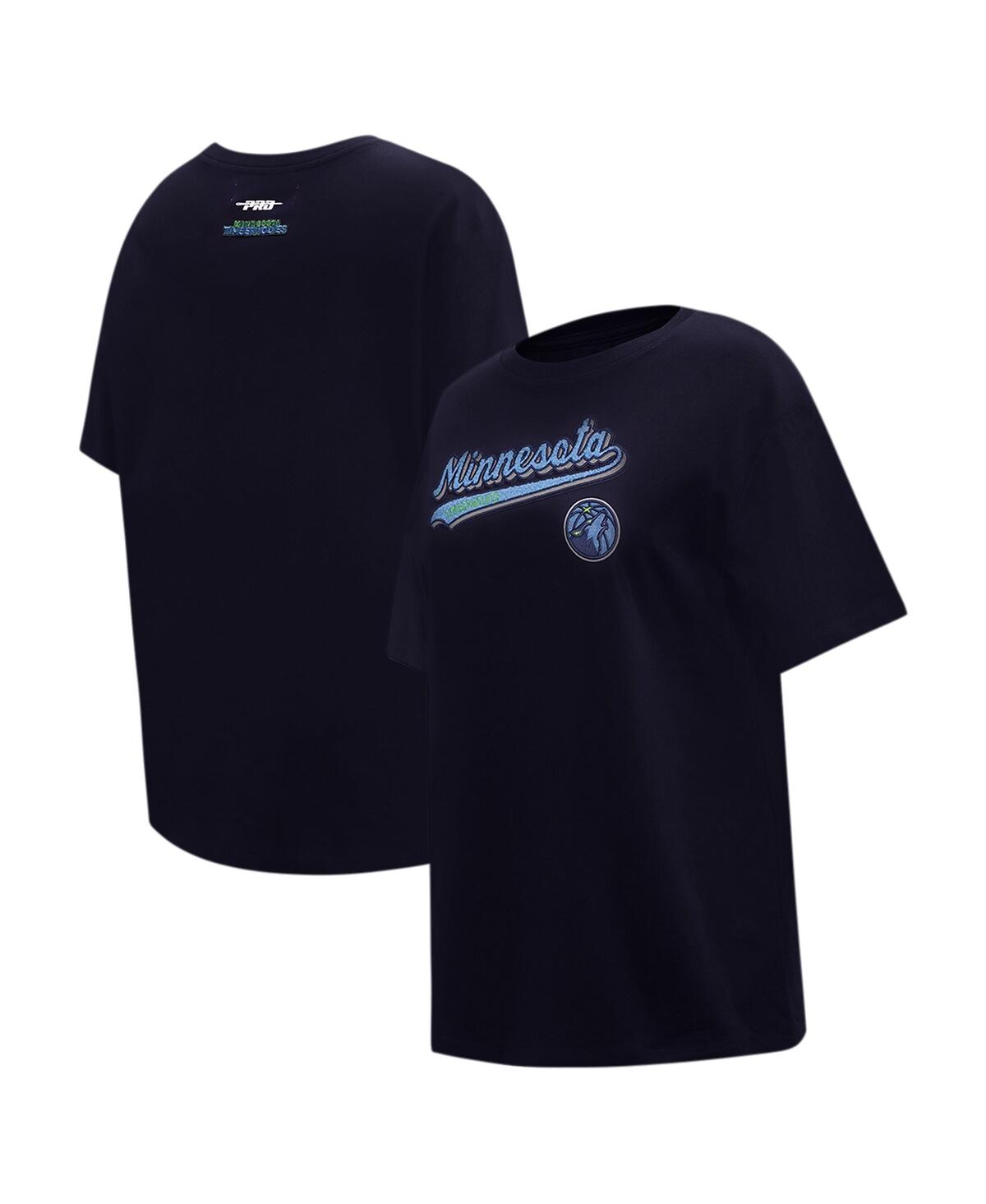 Women's Navy Minnesota Timberwolves Script Boyfriend T-Shirt - Navy