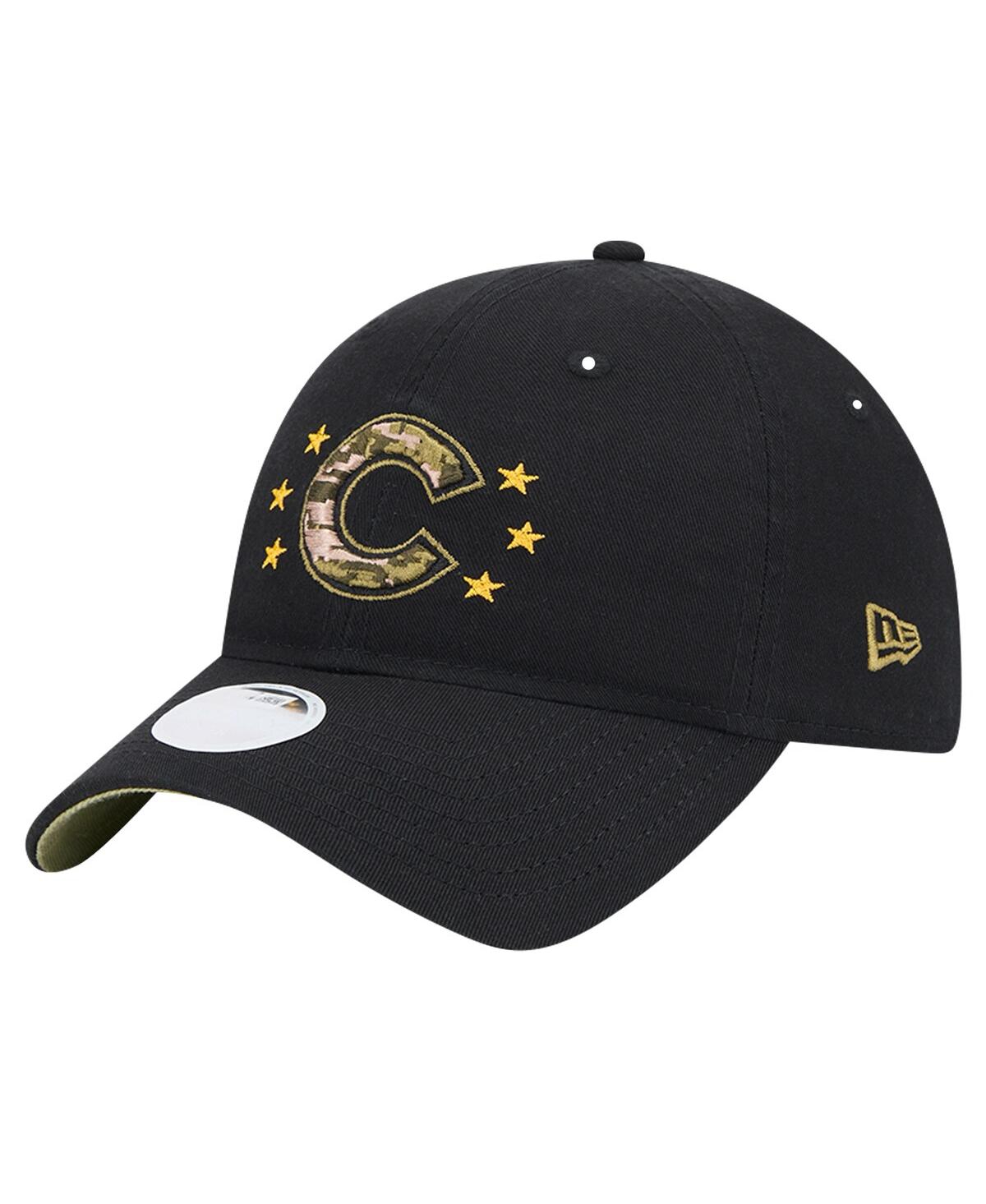 New Era Women's Black Cleveland Guardians 2024-armed Forces Day 9twenty Adjustable Hat In Black
