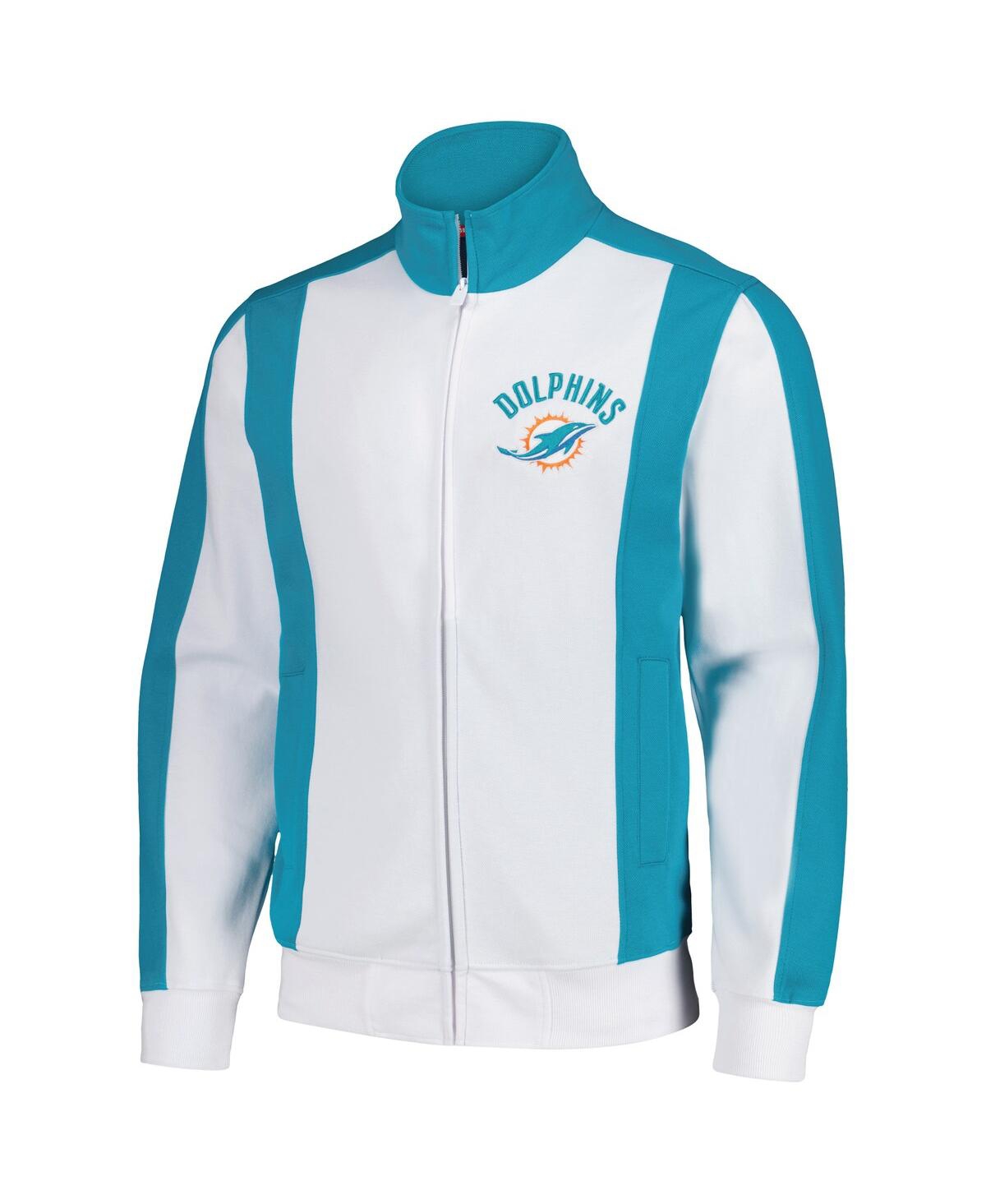 Tommy Hilfiger Men'sAqua Miami Dolphins Nolan Full-Zip Track Jacket - White, Aqua