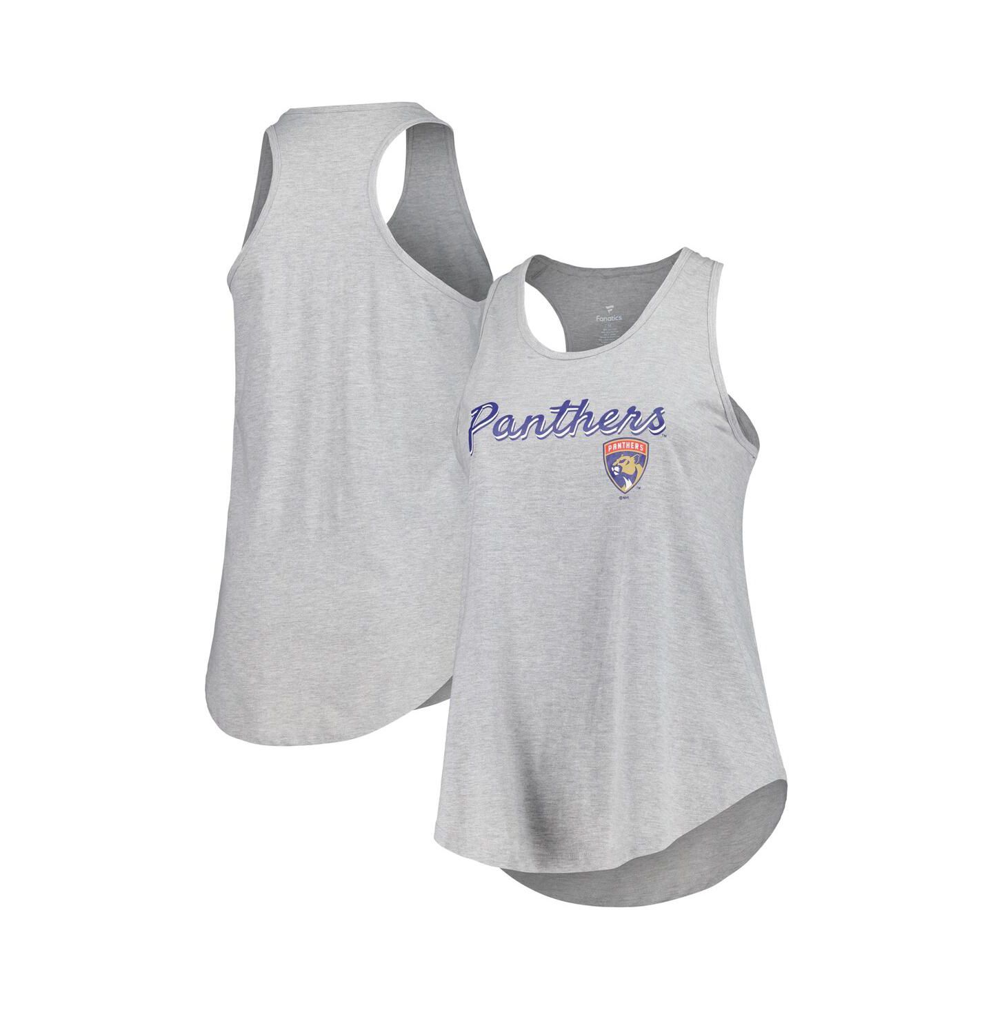 Женский топ Fanatics Heather Gray Florida Panthers Plus Size Racerback — фото 1